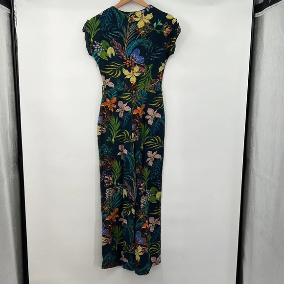 Find🔹Floral Tropical Jumpsuit Womens-V Neck Short Sleeve Linen/Cotton - Picture 11 of 14
